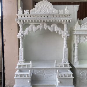 Traditional Hand-Carved Indoor Marble Mandir