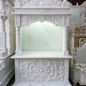Plain White Indoor Marble Mandir – Simple Design
