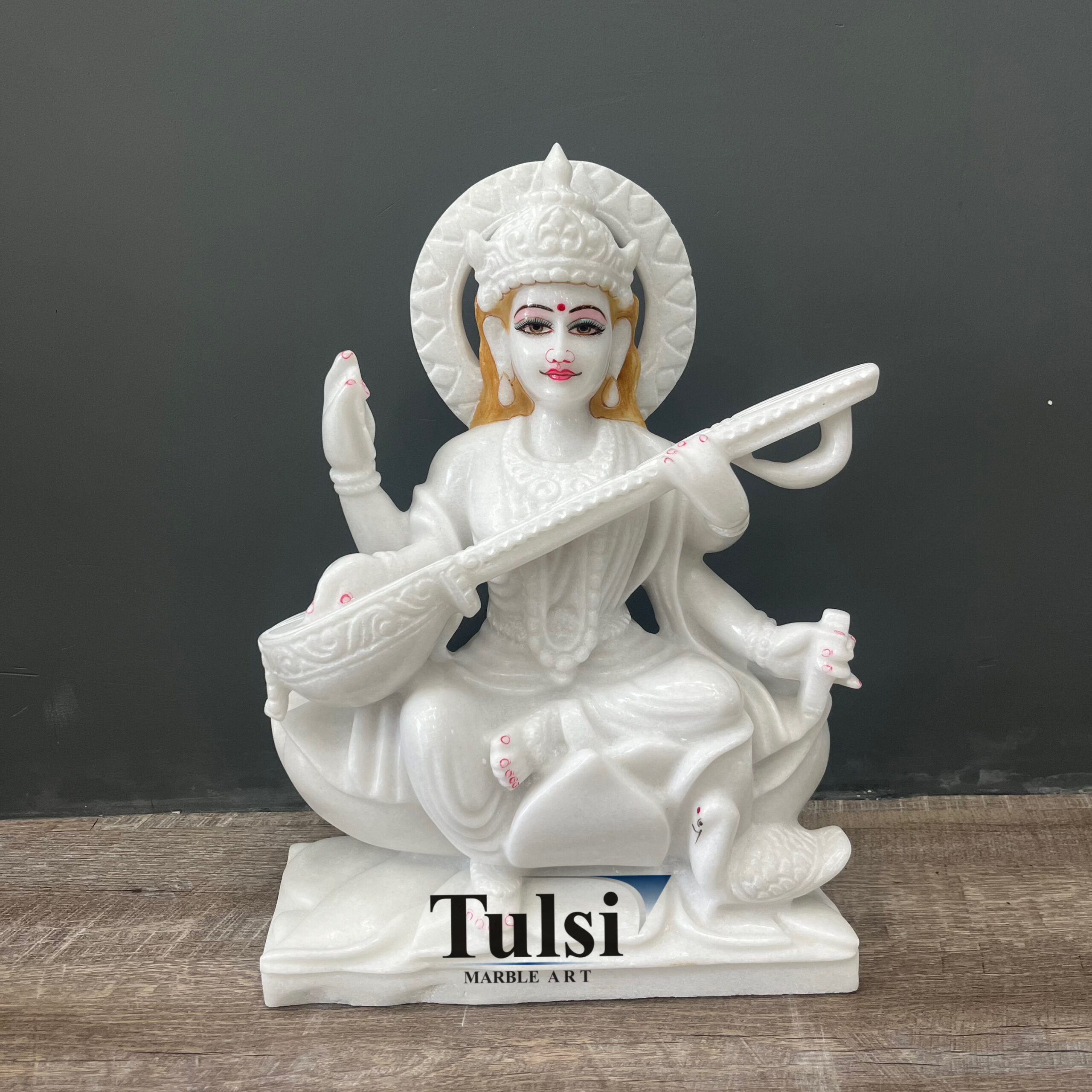 18-Inch Premium Saraswati Maa Marble Murti