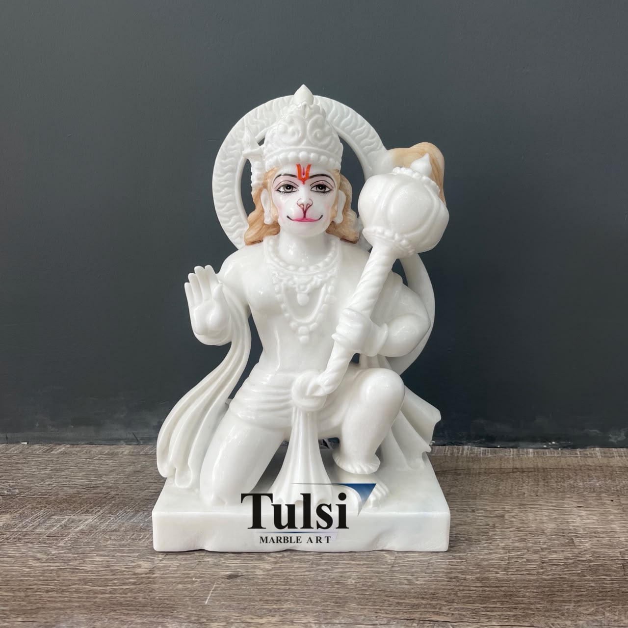 12-inch Premium White Marble Lord Hanuman Murti
