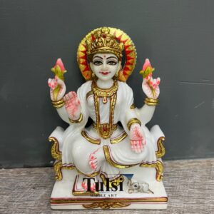9-Inch Premium Marble Dust Lakshmi Maa Idol | Handcrafted Goddess Laxmi Statue for Home Temple