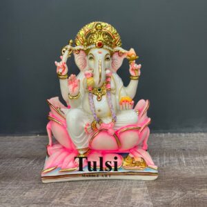 Handcrafted 12-Inch Lord Ganesha Marble dust Murti