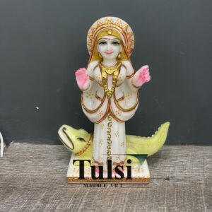 Premium Quality 9-Inch White Marble Khodiyar Maa Murti - Tulsi Marble Art