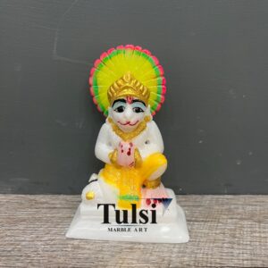 Premium 3-Inch White Marble Hanuman Ji Murti - Tulsi Marble Art