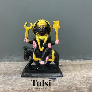 Premium 6-Inch  Marble Sanidev Murti with Gold Accents